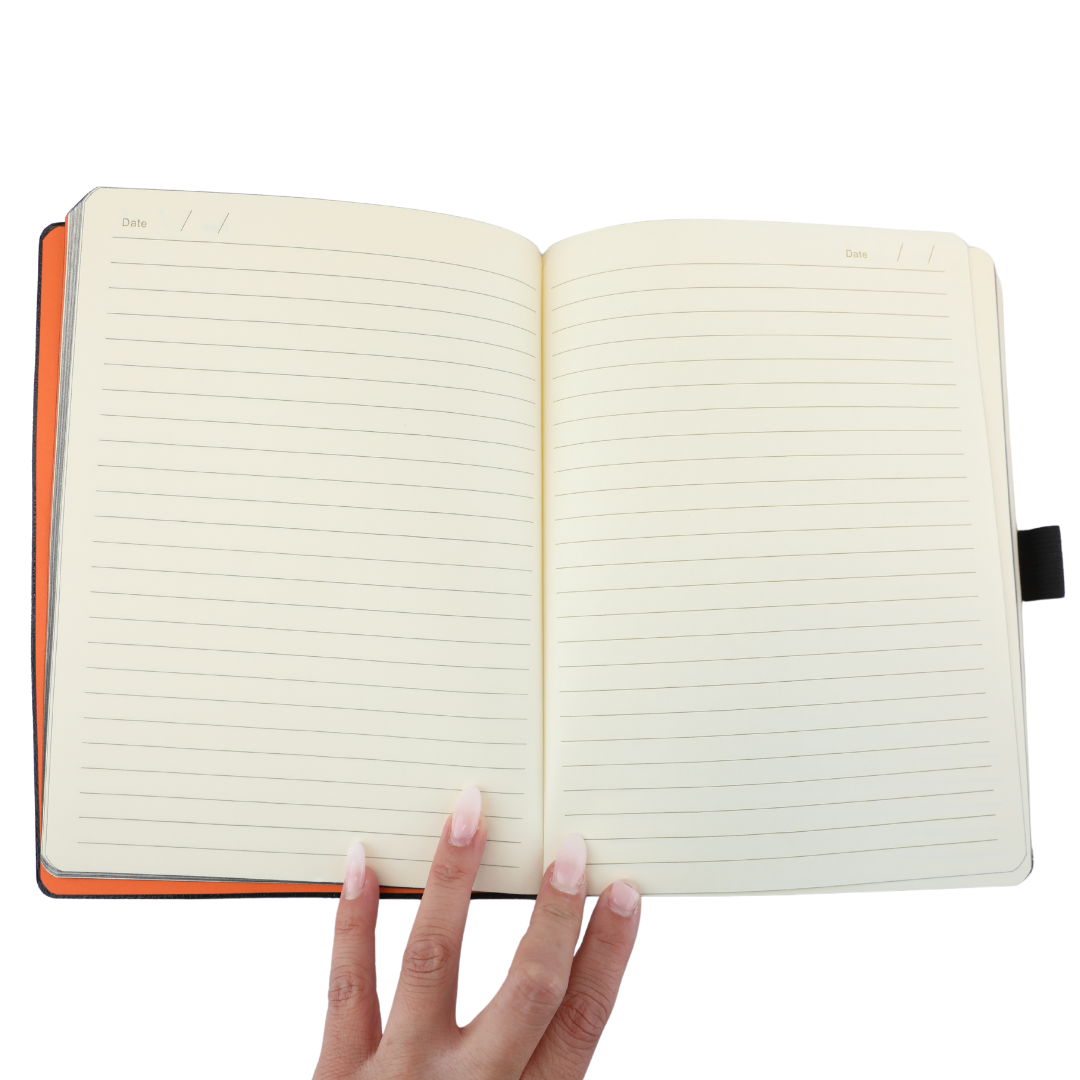 Black and Orange Soft Covered Journal 256 Sheets