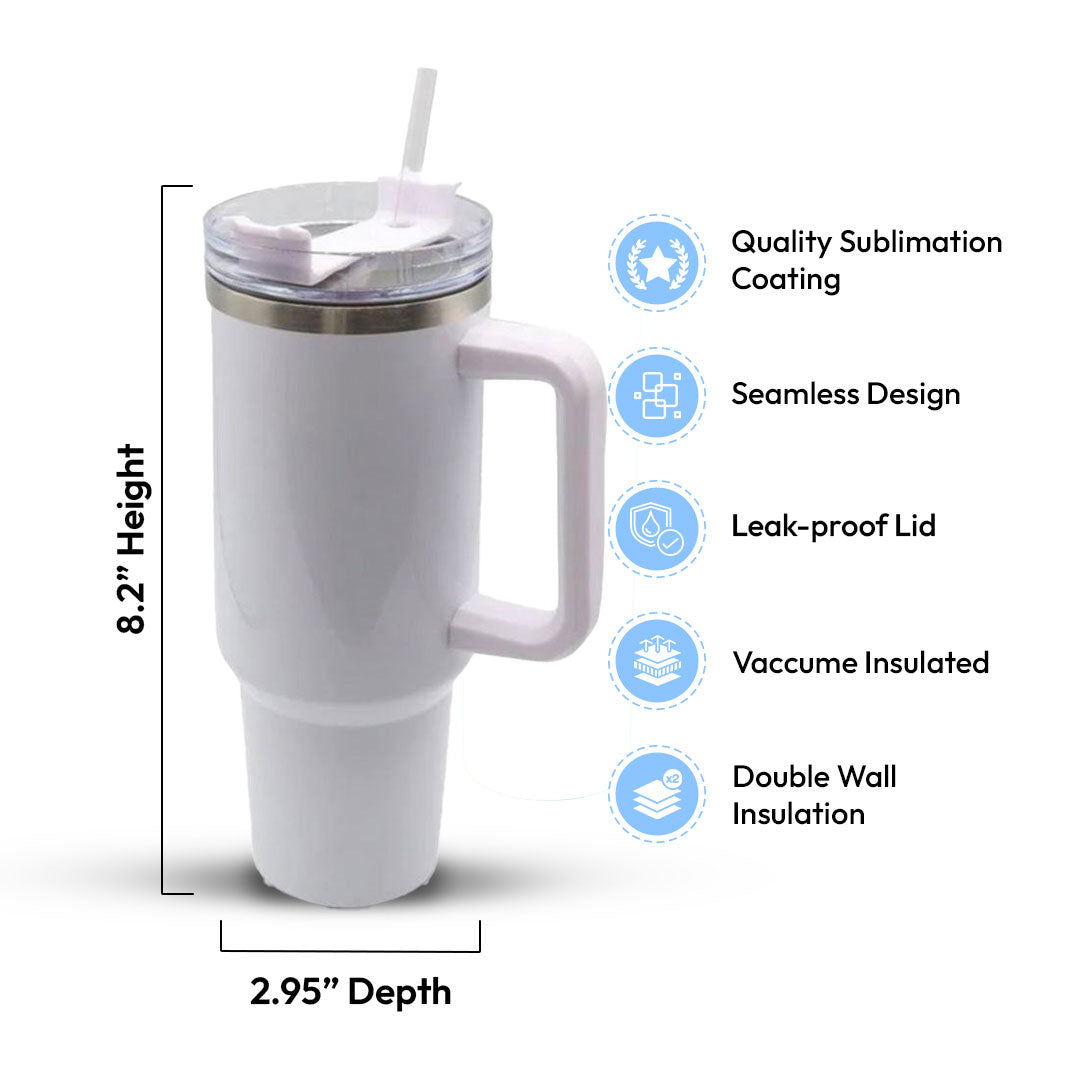 40 oz Sublimation Blank White Tall Car Mug Tumbler