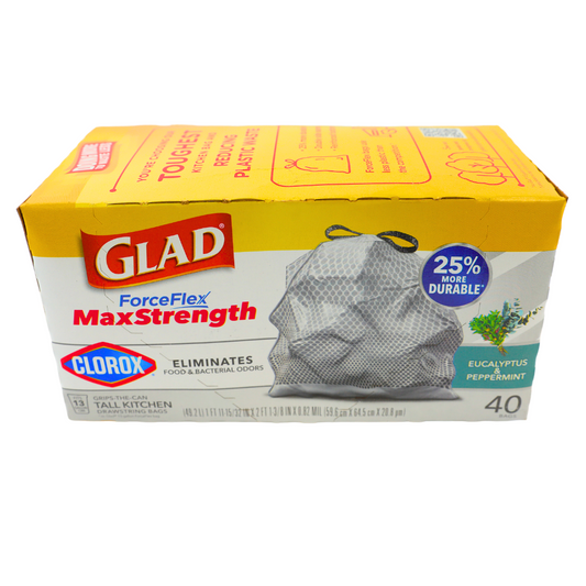 Glad Forceflex Max Strength Eucalyptus Trash Bags 13 Gal, 40 Count