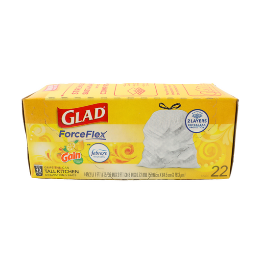 Glad ForceFlex 13 Gallon Lemon Zest Trash Bags, 22 Count