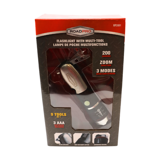 Road Pro Flashlight with Multitool 9 Tools In 1