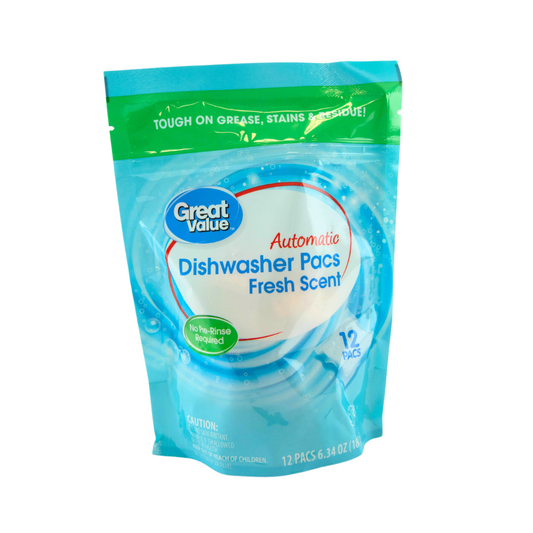 Great Value Dishwasher Pods Fresh Scent 12 Count