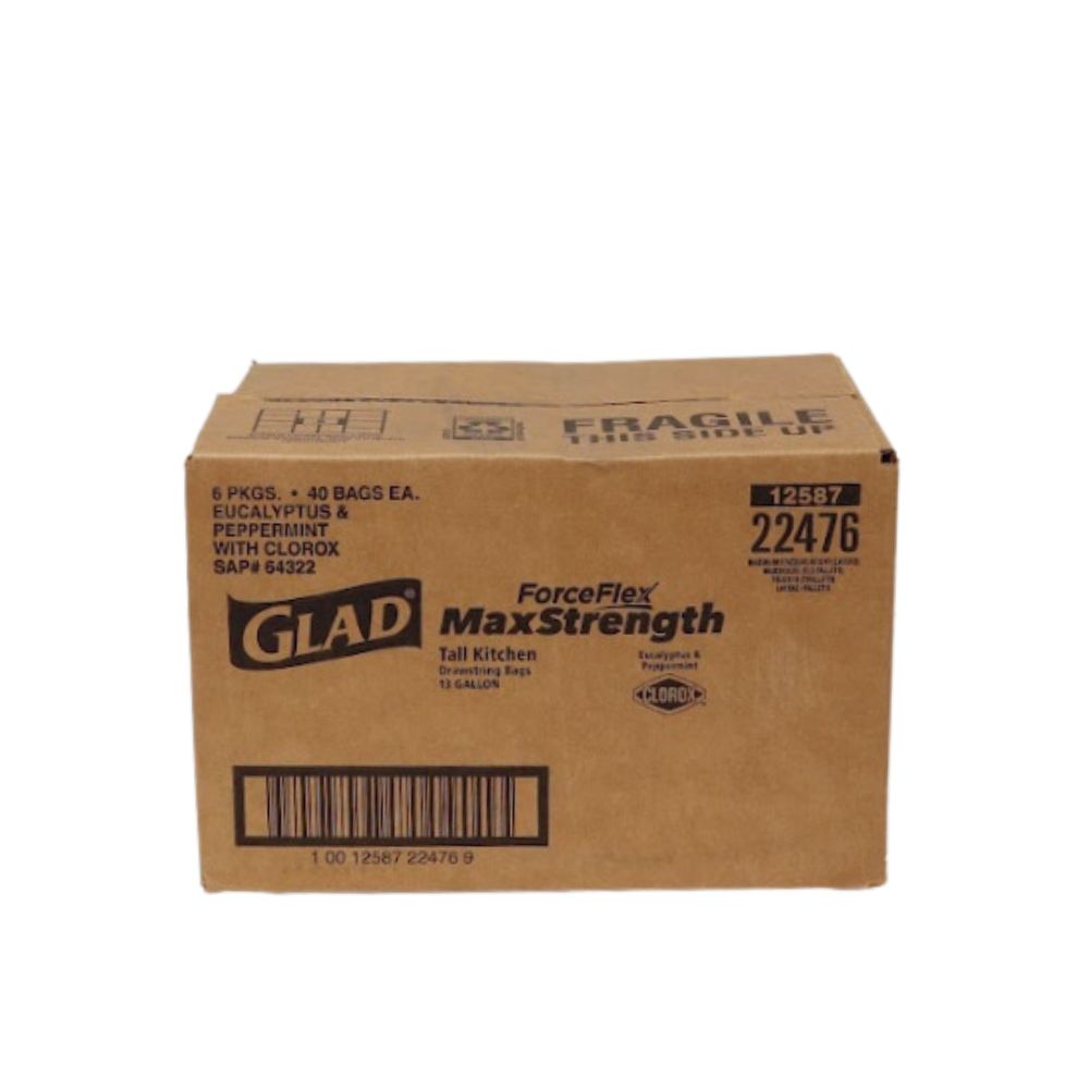 Glad Forceflex Max Strength Eucalyptus Trash Bags 40 Count (SOLD AS CASE) 6/Carton