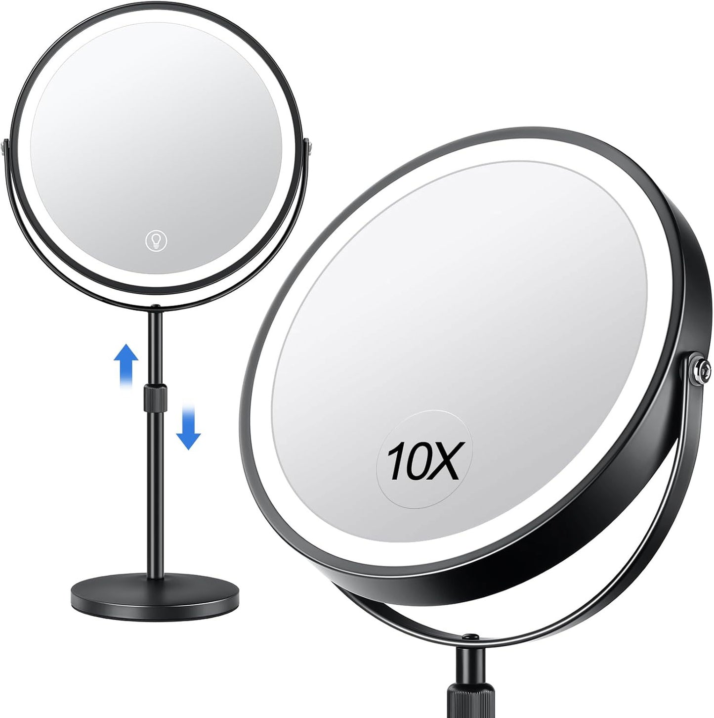 Makeup Mirror, 10x with Height Adjustable,