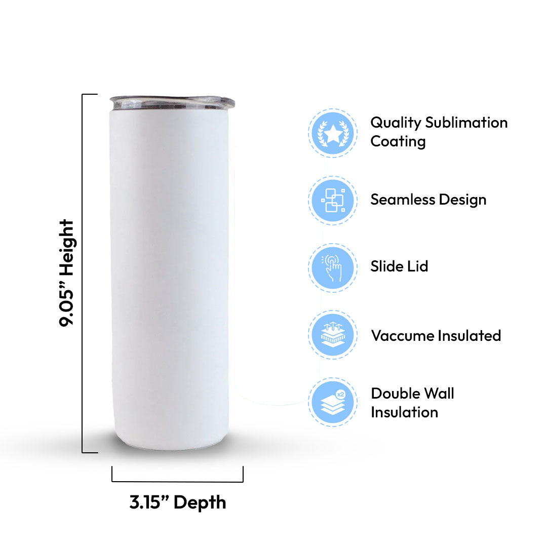 30 oz Sublimation Blank Straight White Tumbler with Clear Lid and Straw Included