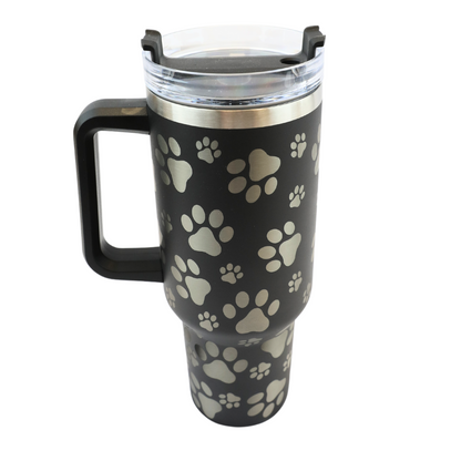 Laser Etch Paw Print Tall Car Tumbler 40oz