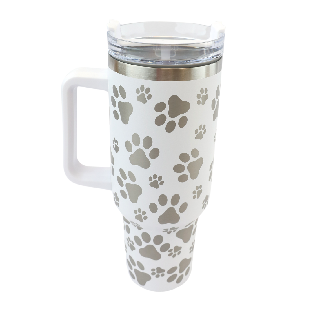 Laser Etch Paw Print Tall Car Tumbler 40oz