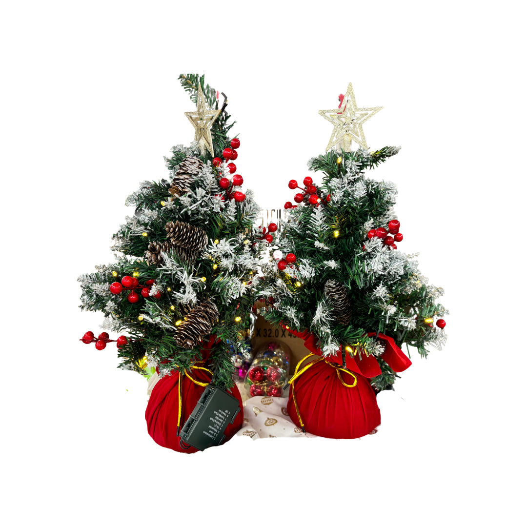 Joiedomi 24in. Flocked Tabletop Christmas Tree With Lights, 2 Count