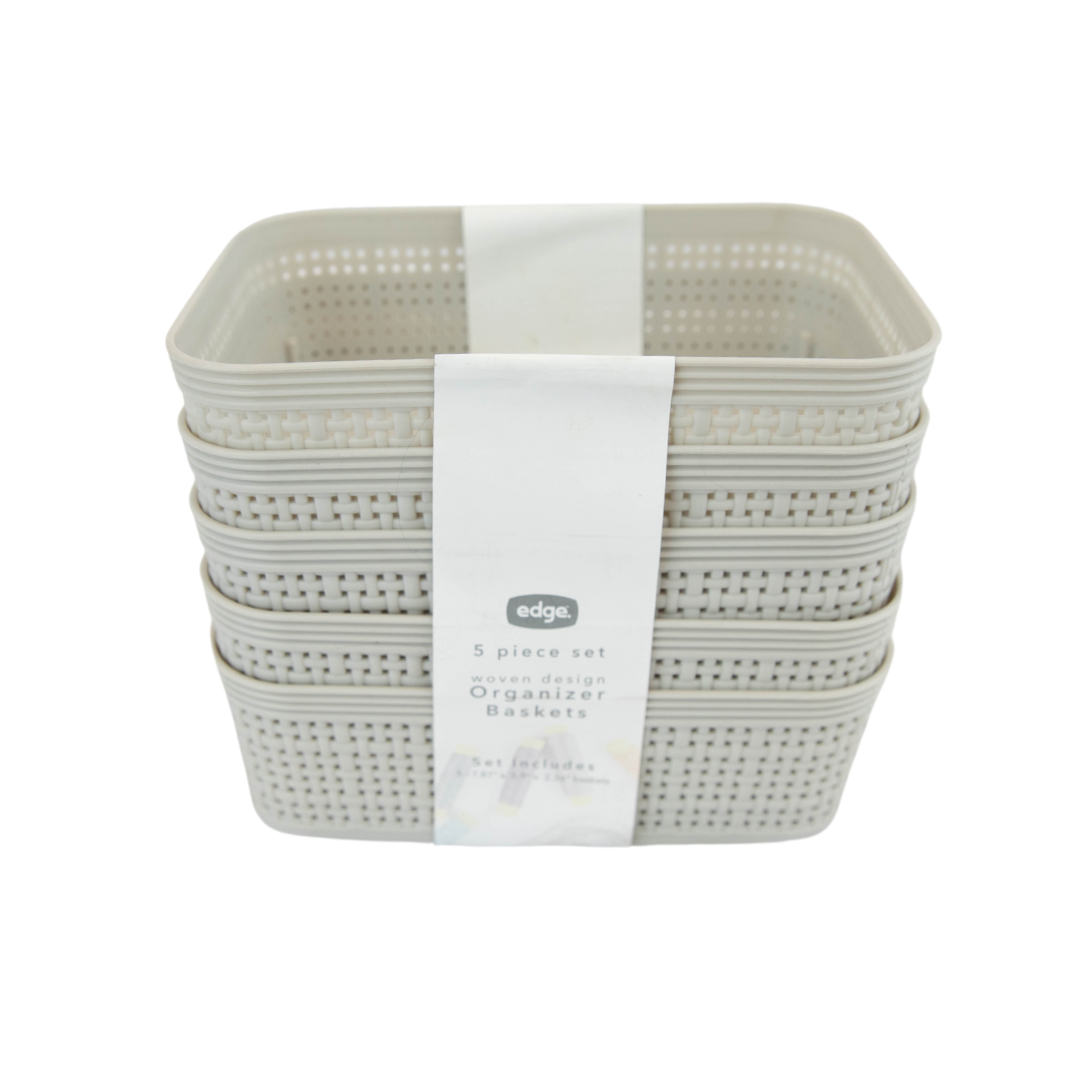 Edge 5 Piece Woven Organizer Baskets, 7.87" x 5.9" x 2.36"