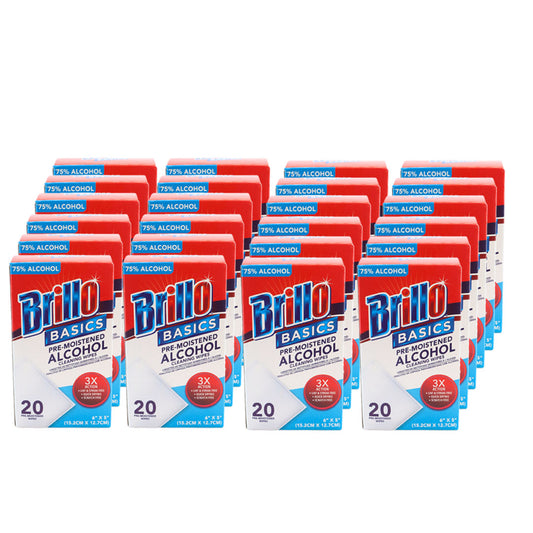 Brillo Basics Alcohol Cleaning Wipes, 20 Count  (SOLD AS CASE) 24/Carton