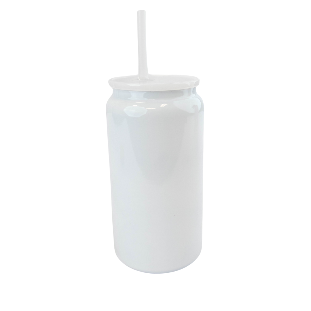 Sublimation Stainless Steel White Tumbler with 2 Lids, 16oz