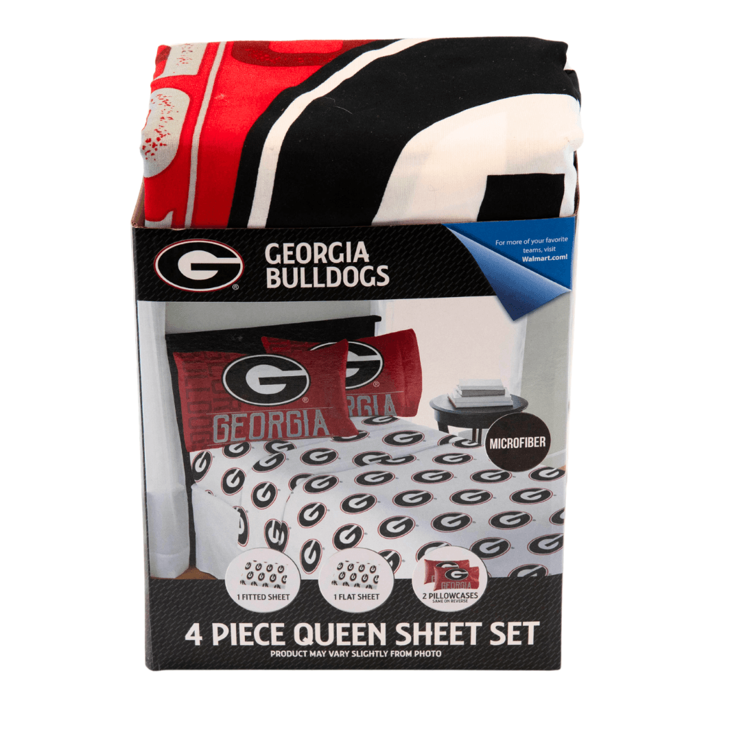 NCAA GA Bulldogs Licensed 4 Piece Queen Sheet Set