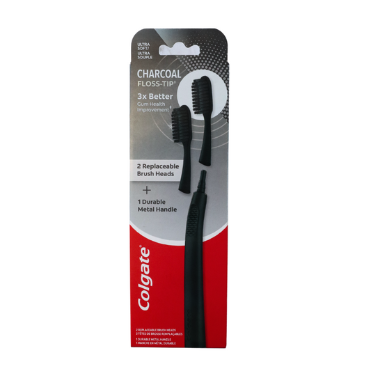 Colgate Ultra Soft Charcoal Floss Tip Toothbrush With 2 Heads