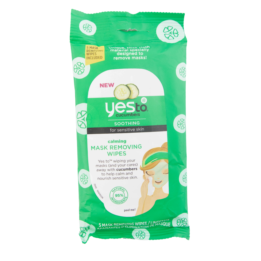 Yes to Cucumber Calming Mask Removing Wipes for Sensitive Skin, 5 Count