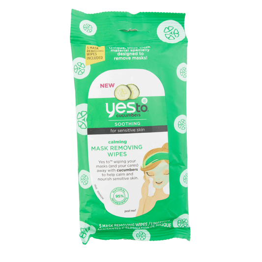 Yes to Cucumber Calming Mask Removing Wipes for Sensitive Skin, 5 Count