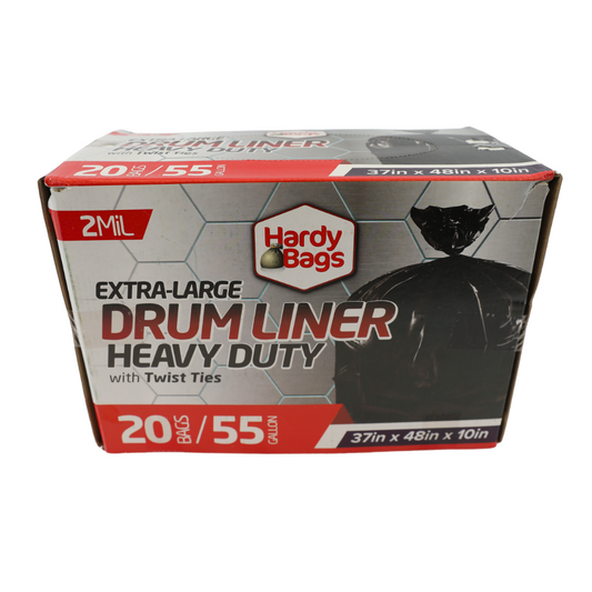 Hardy Bags Extra Large Drum Liner Heavy Duty 55 Gallon Trash Bags, 20 Count