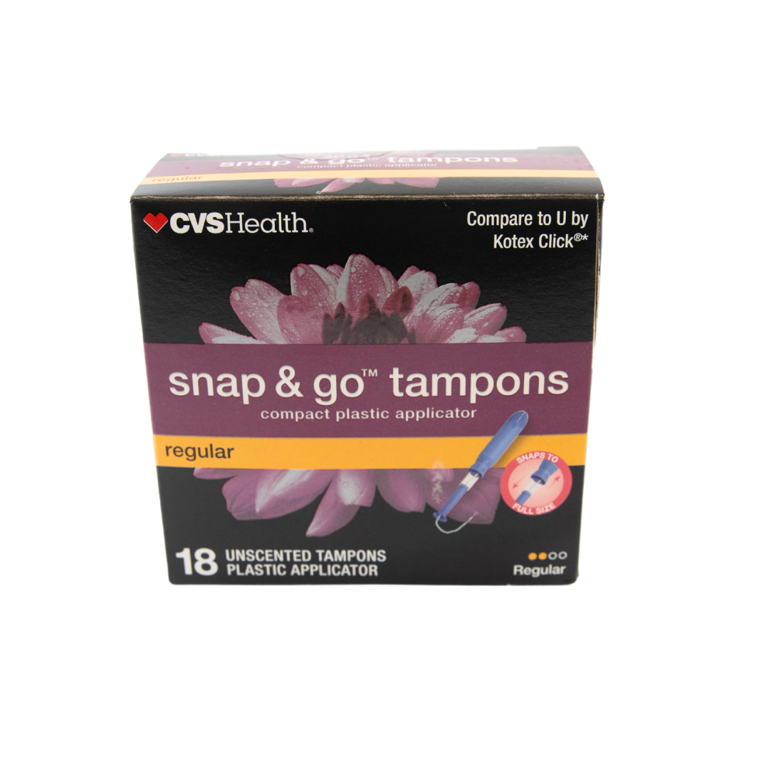 CVS Health Snap and Go Regular Unscented Tampons 18 Count