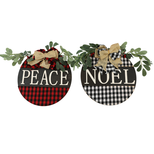 Bright Ideas Noel or Peace Wood Hanging Sign 12" x 12"