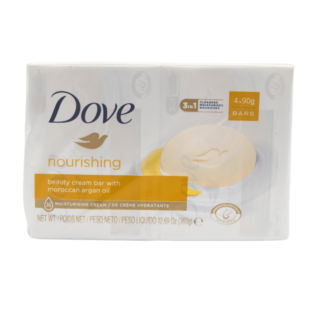 Dove 1/4 Moisturizing Cream 4 Pack, 90g Bar Soap Variety