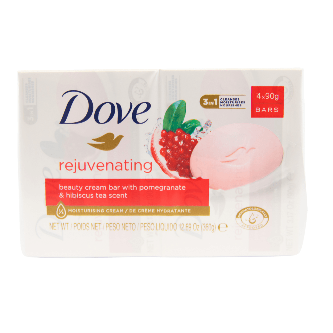 Dove 1/4 Moisturizing Cream 4 Pack, 90g Bar Soap Variety