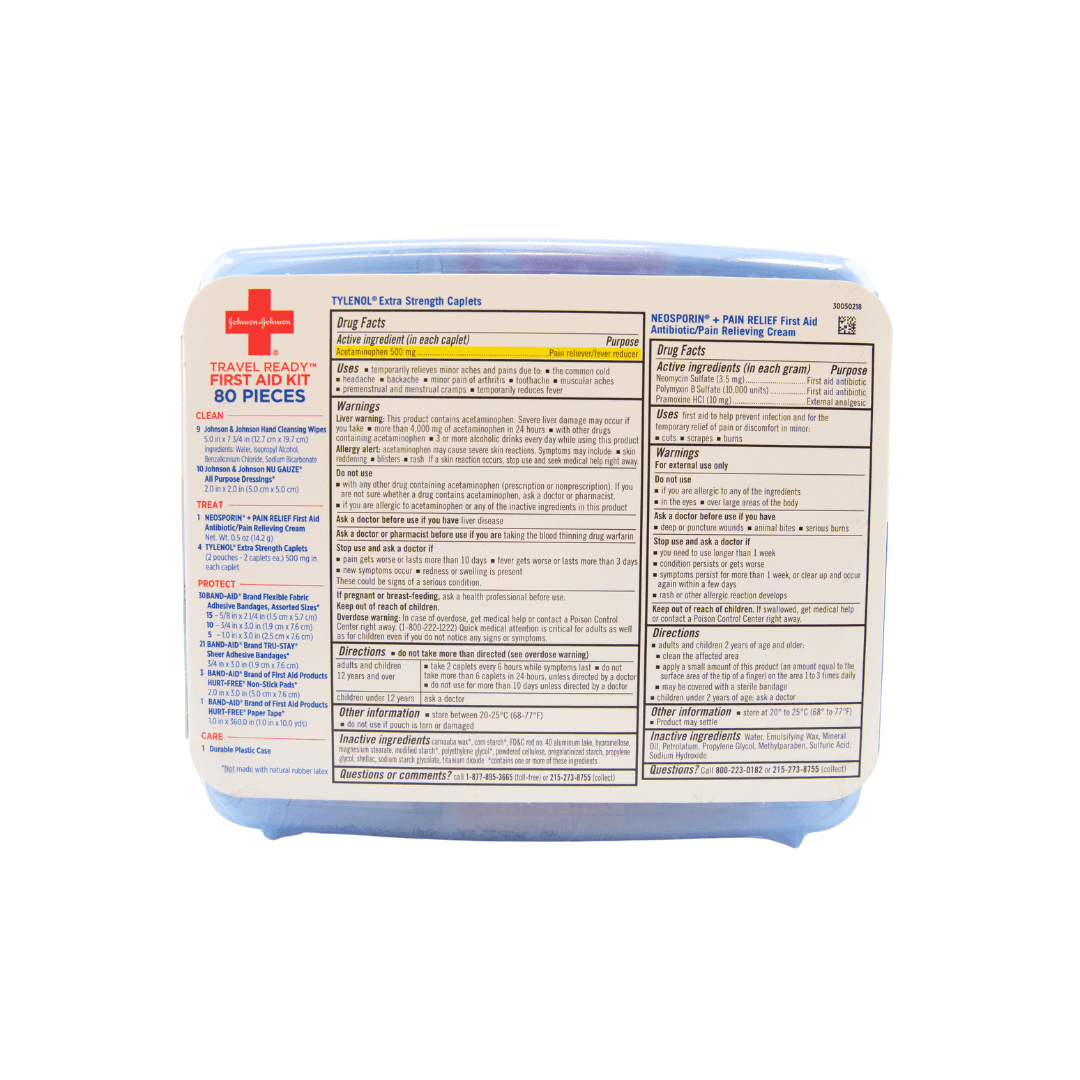 Johnsons & Johnson Travel Ready First Aid Kit 80 Pieces-BEST BY 01/31/24