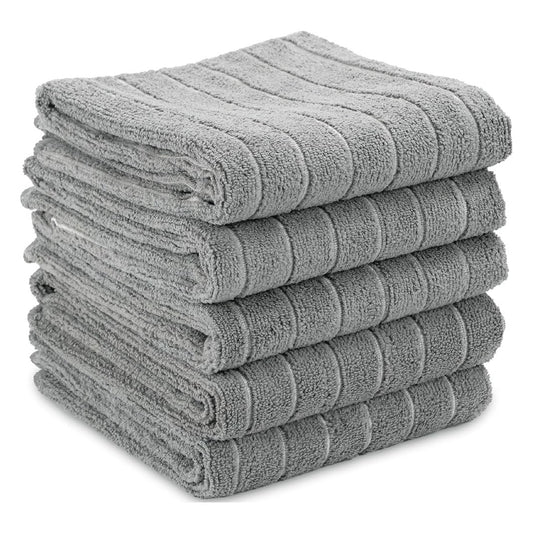 S & T Inc. Kitchen Grey Towels, 5 Count